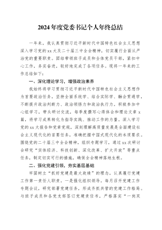 2024年度党委书记个人年终总结