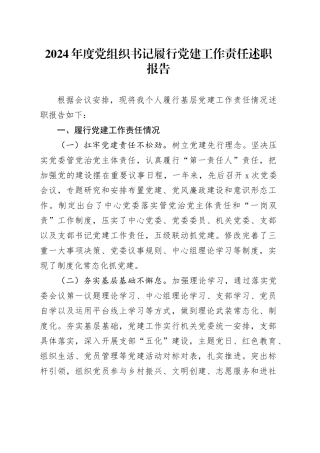 2024年度党组织书记履行党建工作责任述职报告