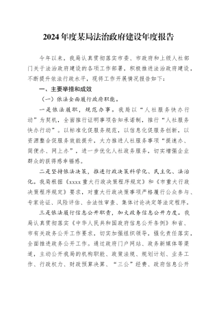 2024年度某局法治政府建设年度报告