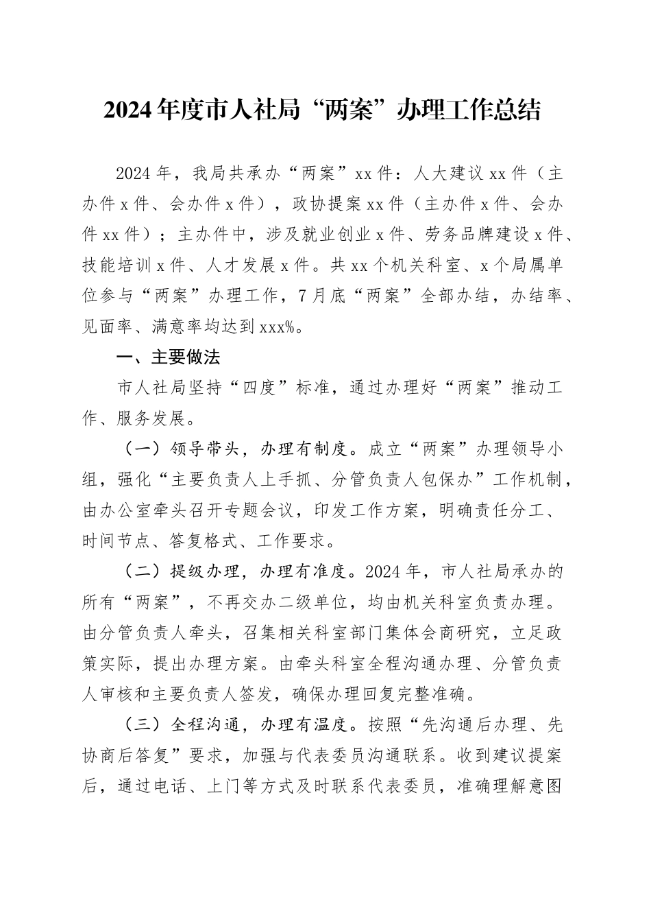 2024年度市人社局“两案”办理工作总结_第1页