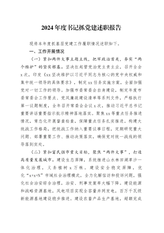 2024年度书记抓党建述职报告