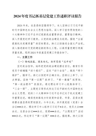 2024年度书记抓基层党建工作述职评议报告