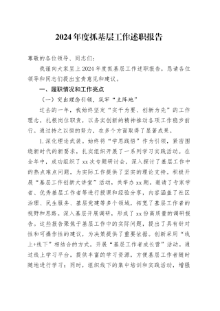 2024年度抓基层工作述职报告