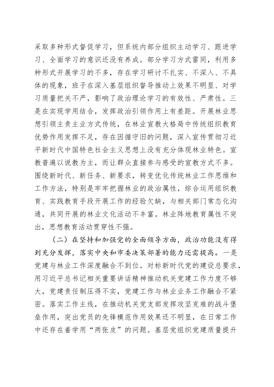 2024年度专题民主生活会对照检查材料_第2页