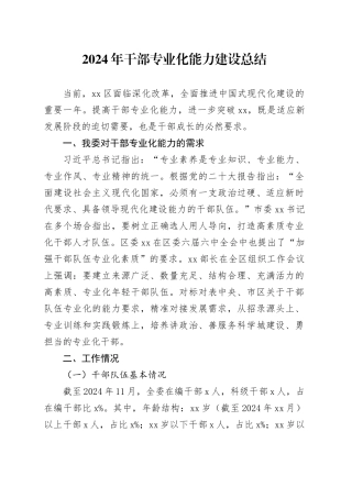 2024年干部专业化能力建设总结