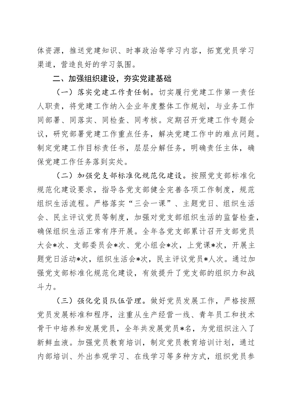 2024年公司党委书记党建述职报告3400字_第2页