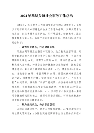 2024年基层乡镇街道社会事务工作总结