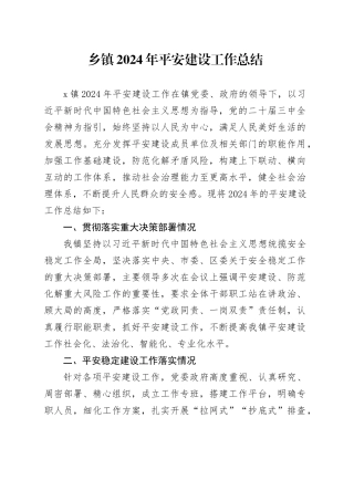 2024年平安建设工作总结汇报报告20250226