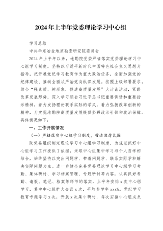 2024年上半年党委理论学习中心组学习总结