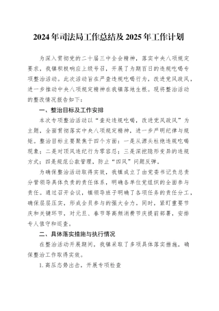 2024年司法局工作总结及2025年工作计划
