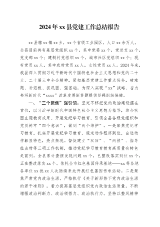 2024年县党建工作总结报告