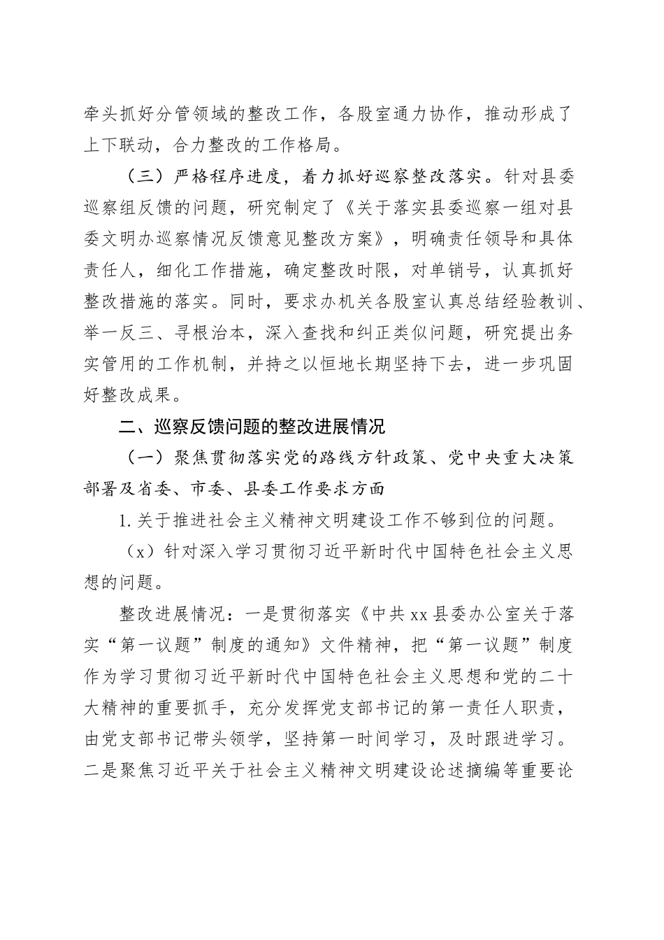 2024年政府部门巡察整改报告（文明办）_第2页