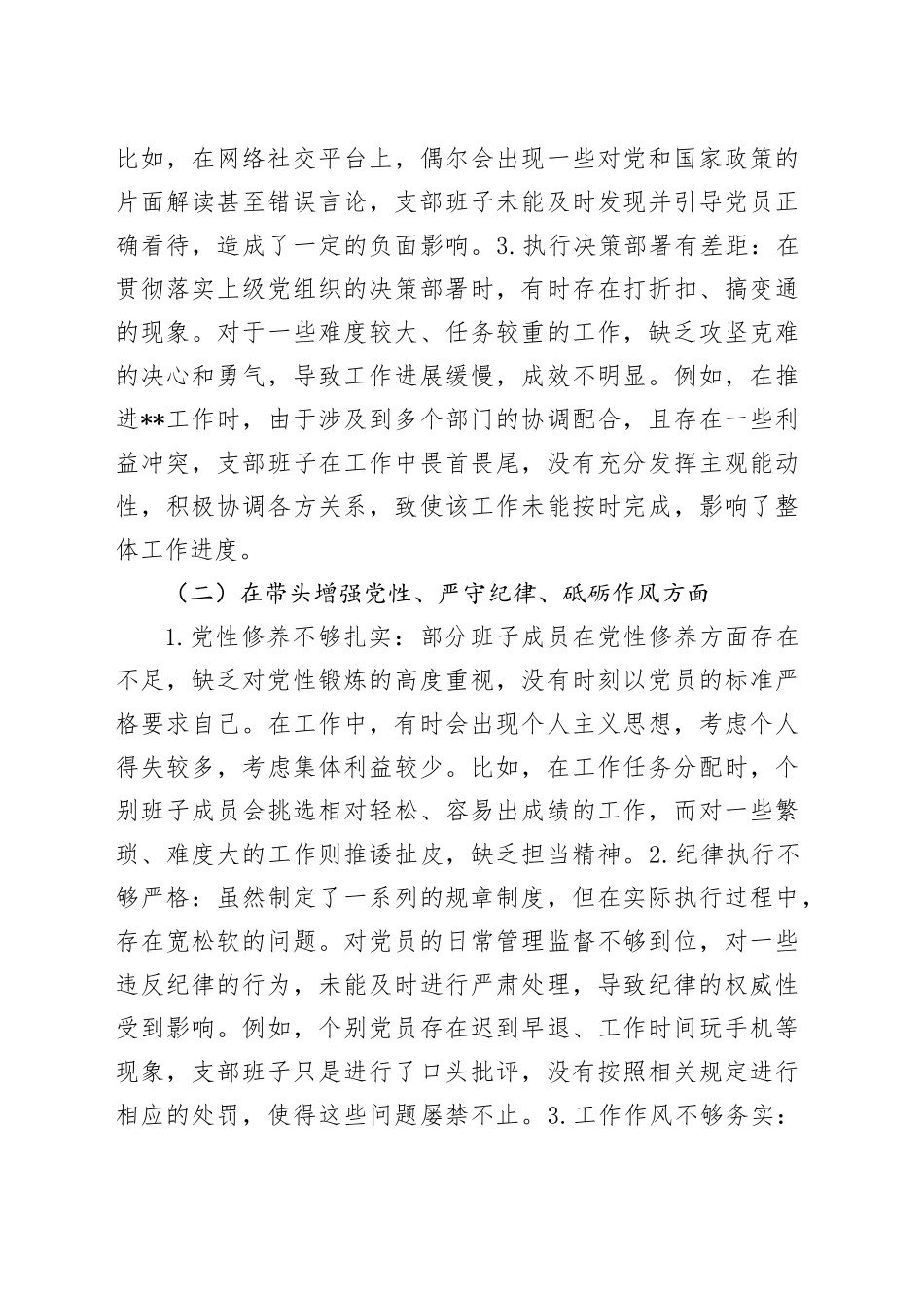 2024年支部班子组织生活会对照检查材料_第2页