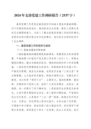 2024年支部党建工作调研报告（2537字）