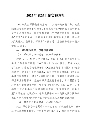2025年党建工作实施方案