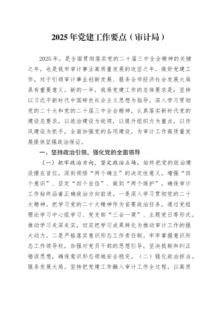 2025年党建工作要点（审计局）