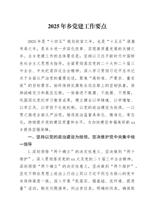 2025年乡党建工作要点