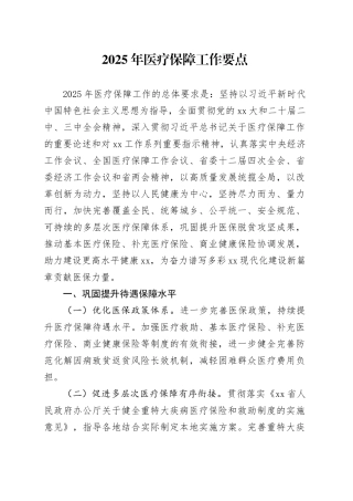 2025年医疗保障工作要点