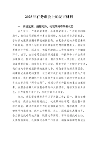 2025年在务虚会上的发言材料