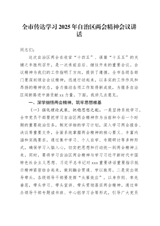 2025年自治区两会精神会议讲话20250305