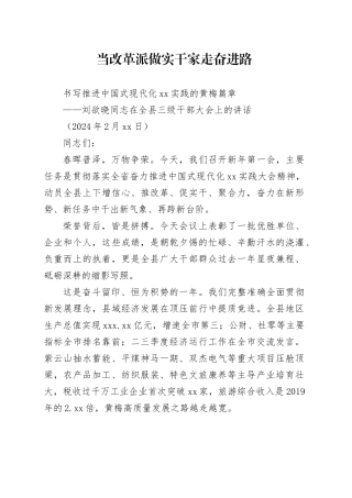 xx同志在全县三级干部大会上的讲话（20240220）