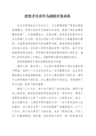 把将才培养作为战略任务来抓