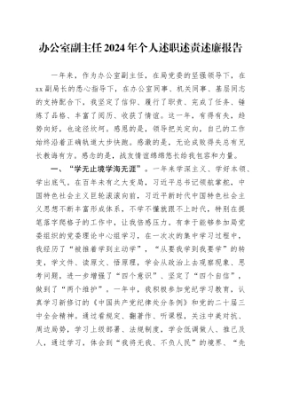 办公室副主任2024年个人述职述责述廉报告20241120