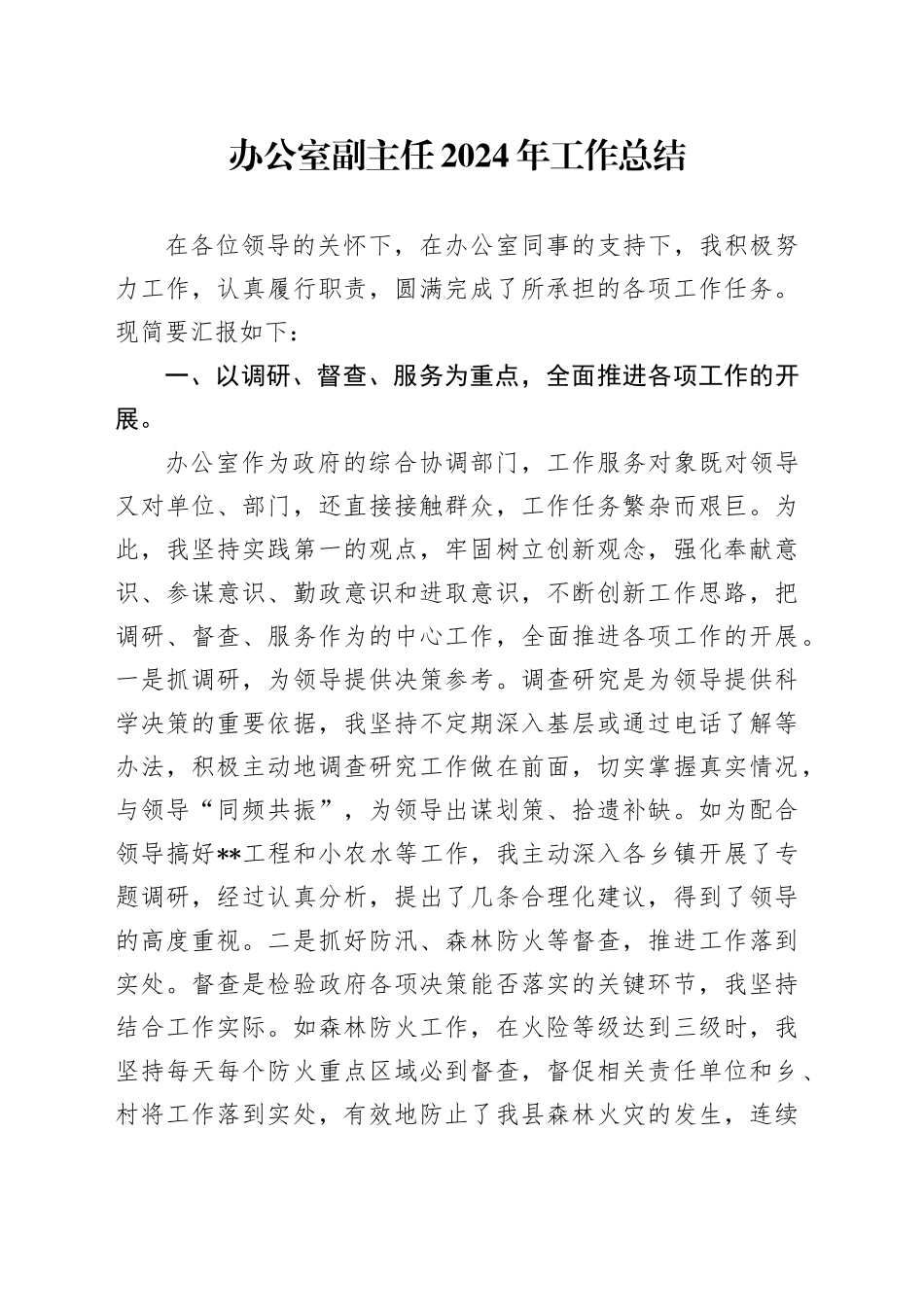 办公室副主任2024年工作总结_第1页