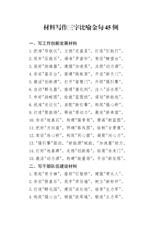 材料写作三字比喻金句45例