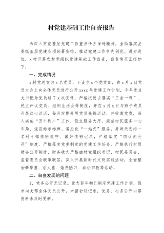 村党建基础工作自查报告