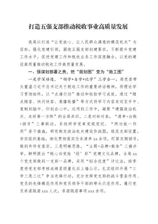 打造五强支部 推动税收事业高质量发展