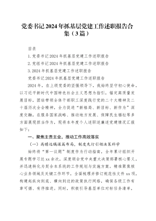 党委书记2024年抓基层党建工作述职报告合集（3篇）