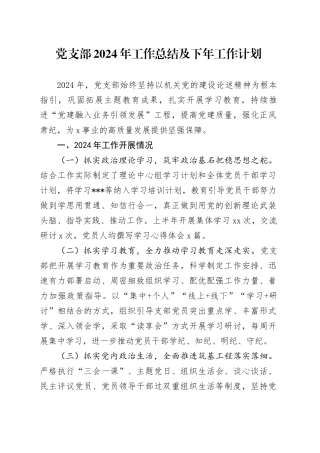 党支部2024年工作总结及下年工作计划