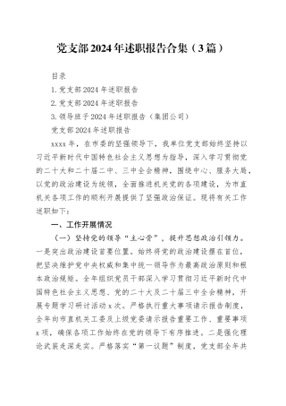 党支部2024年述职报告合集（3篇）