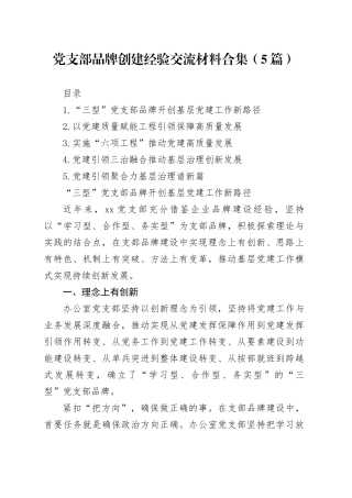 党支部品牌创建经验交流材料合集（5篇）