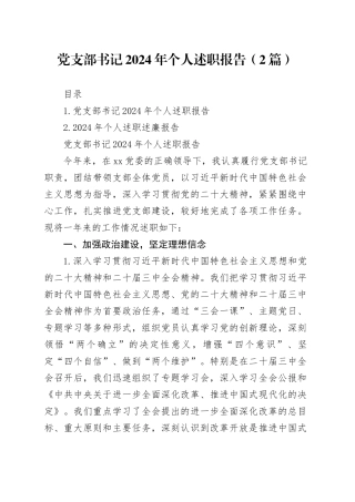 党支部书记2024年个人述职报告（2篇）