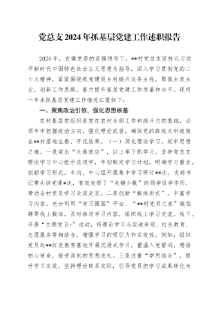 党总支2024年抓基层党建工作述职报告