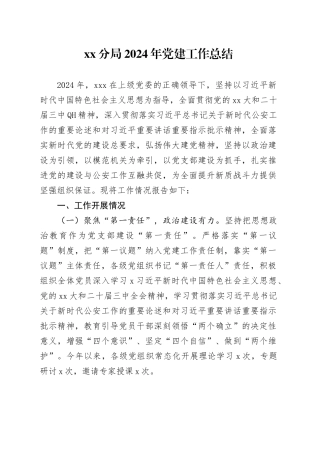 分局2024年党建工作总结