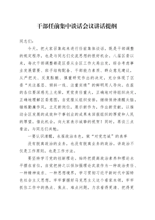 干部任前集中谈话会议讲话提纲