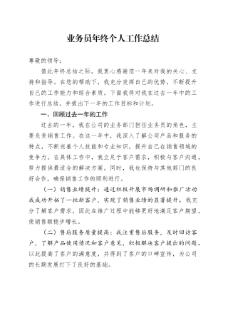公司业务员年终个人工作总结