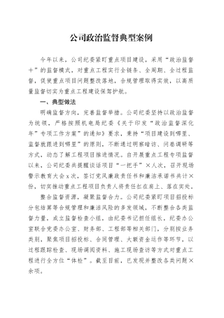 公司政治监督典型案例
