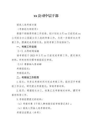 公司中层干部方案