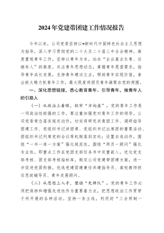 国企公司党建带团建工作情况总结报告2600字