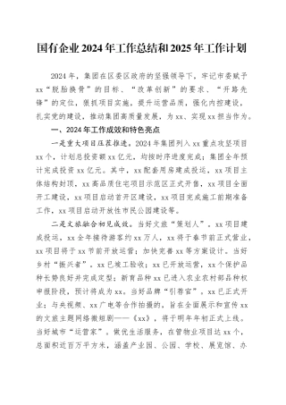 国有企业2024年工作总结和2025年工作计划公司经营业务汇报报告20250108