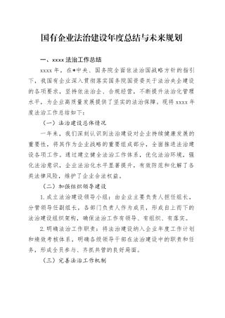 国有企业法治建设年度总结与未来规划