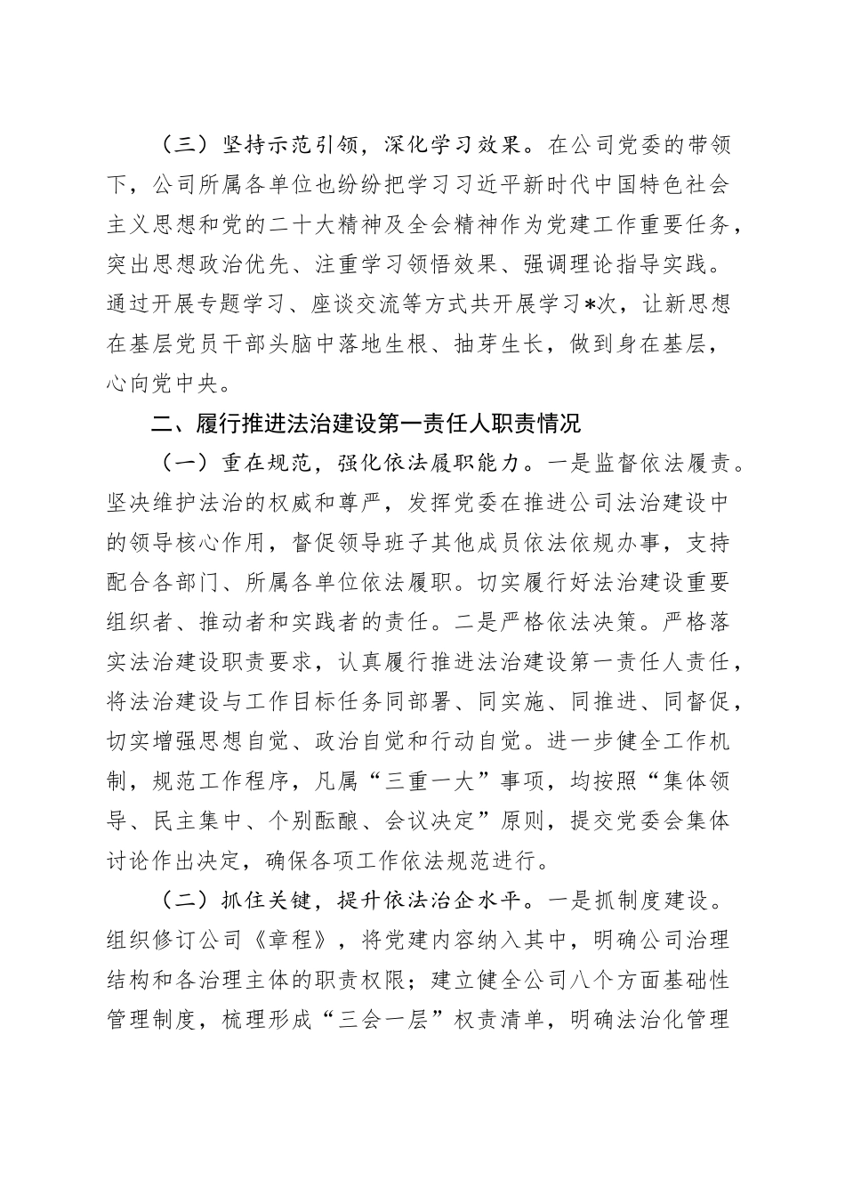 国有投资公司2024年度述法工作报告_第2页