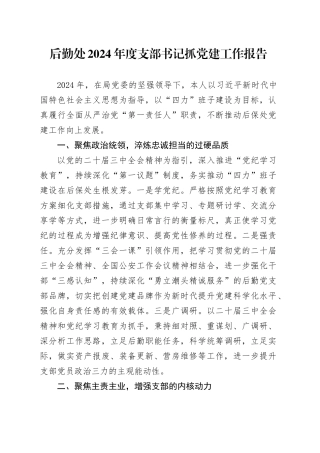 后勤处2024年度支部书记抓党建工作报告