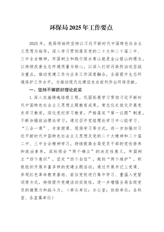 环保局2025年工作要点