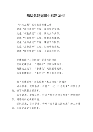 基层党建亮眼小标题20组