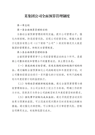 集团公司全面预算管理制度